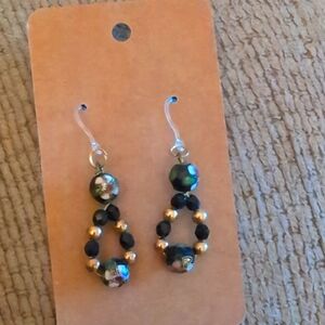Allergy Free Navy and Gold Beaded Earrings